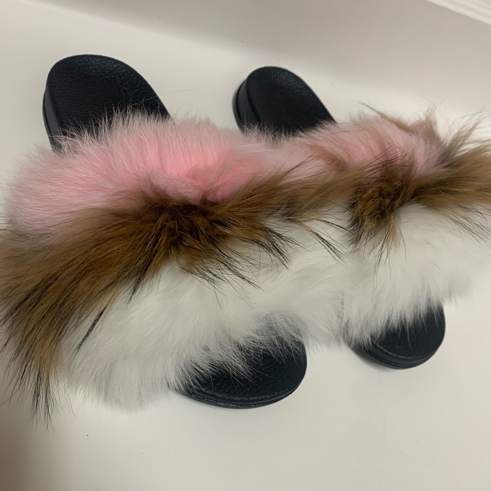 Luxury Raccoon fur slides